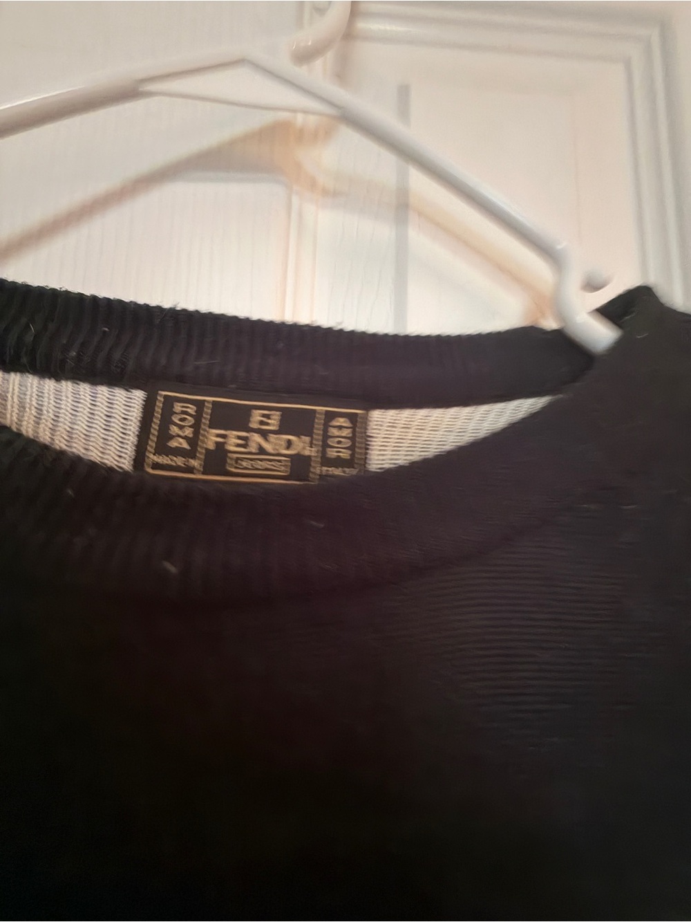 Fendi Black Crewneck Sweater with White FF Motif - Picture 4 of 7